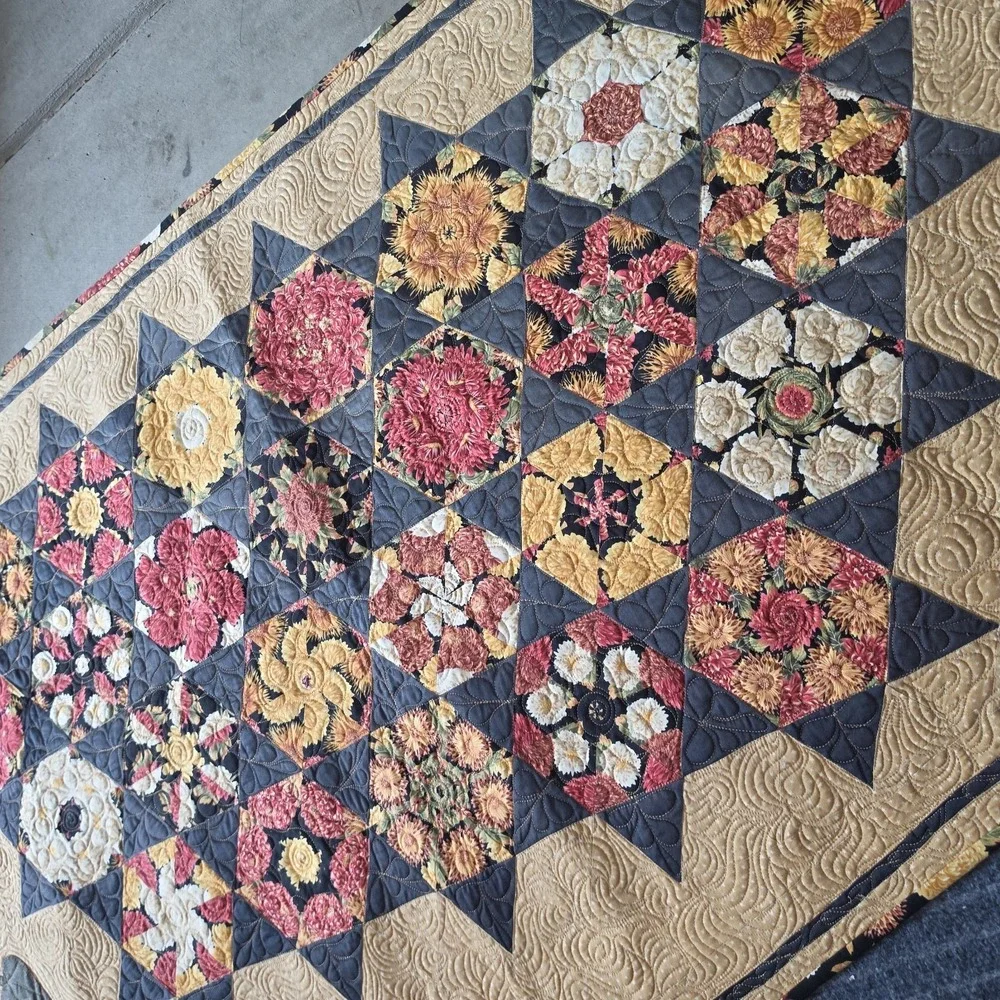 Handmade Floral Patchwork Quilt Bed Runner Buffet Table Runner Quilted OOAK